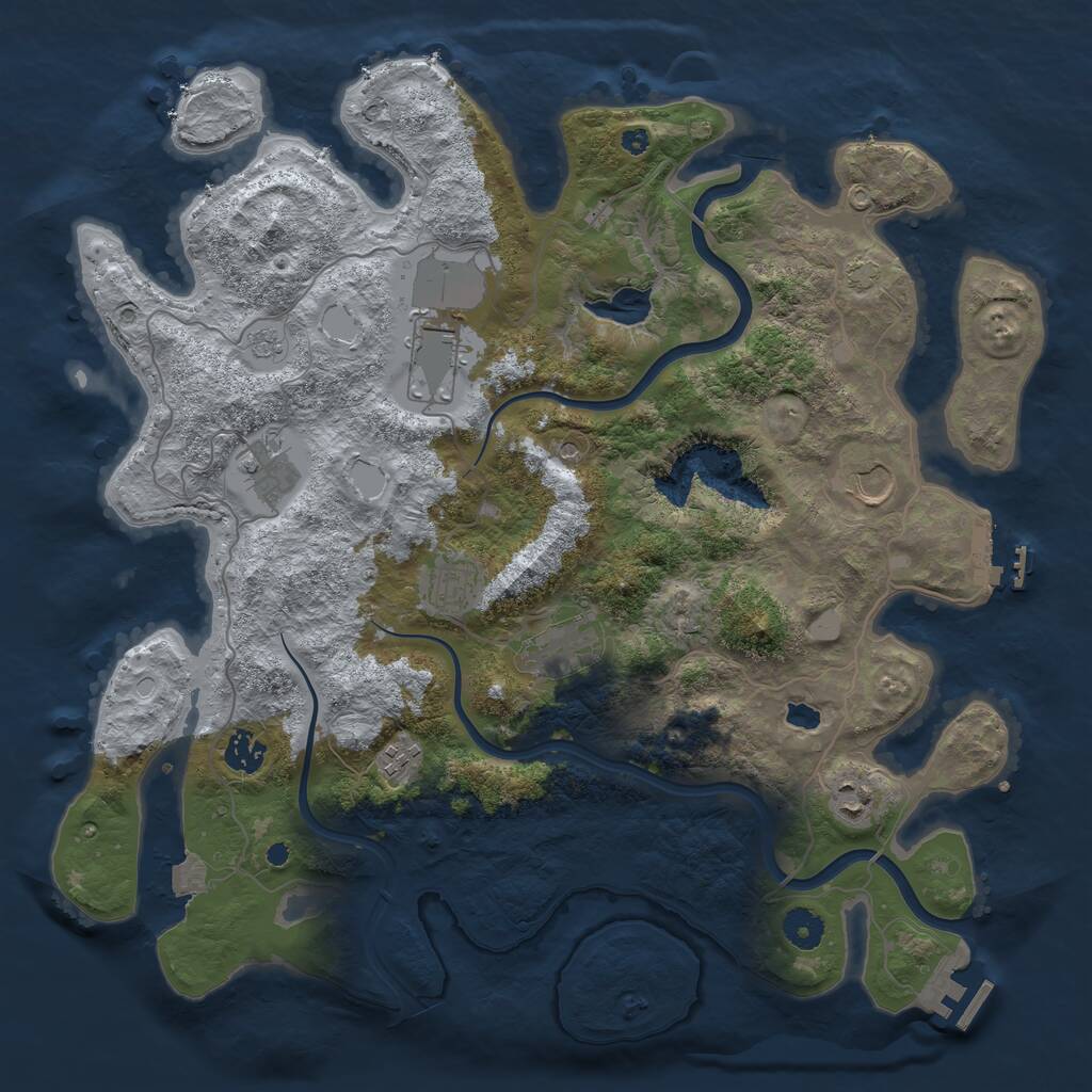 Rust Map: Procedural Map, Size: 4000, Seed: 1223969759, 14 Monuments