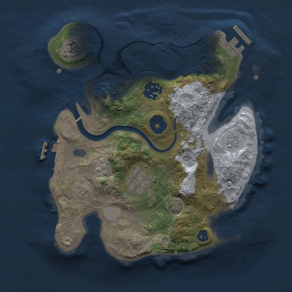 Rust Map: Procedural Map, Size: 2500, Seed: 548088858, 9 Monuments