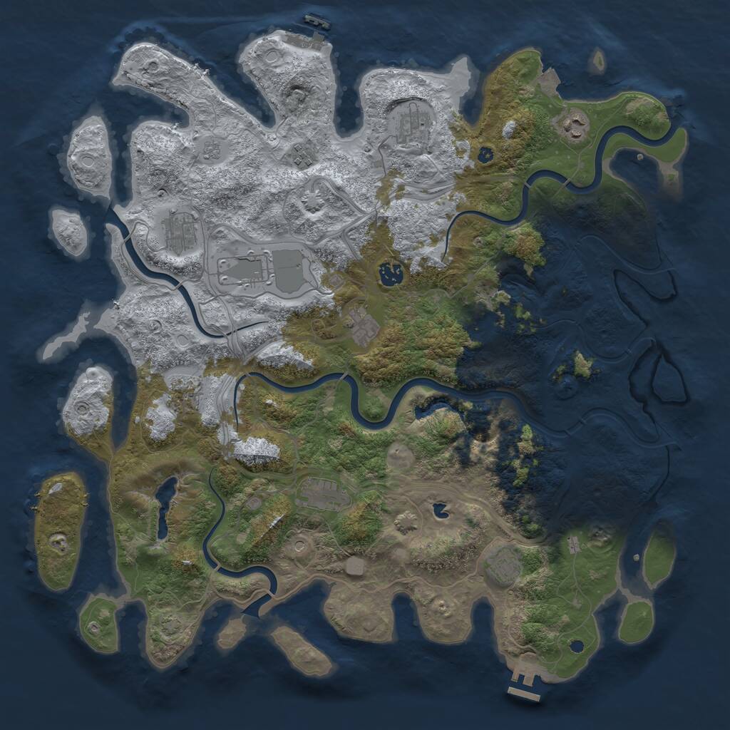Rust Map: Procedural Map, Size: 4500, Seed: 2038026578, 16 Monuments