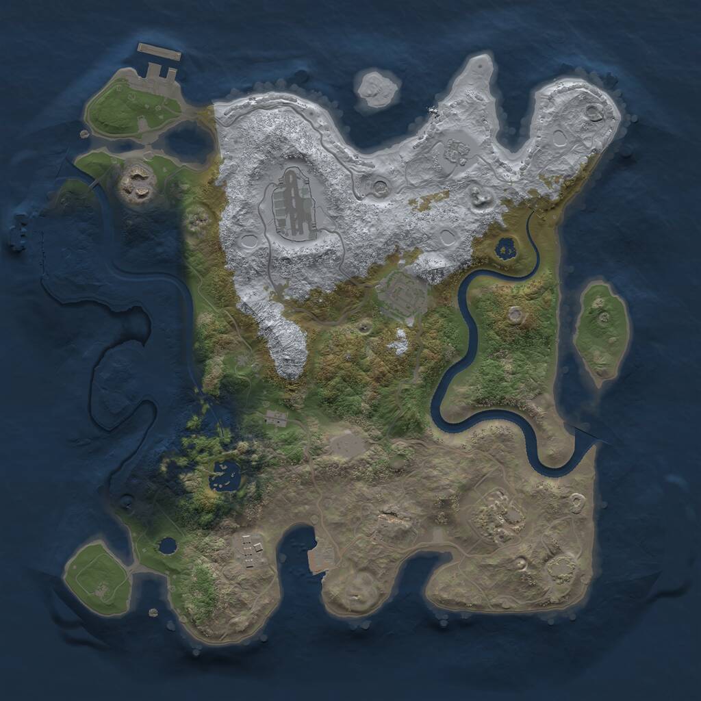 Rust Map: Procedural Map, Size: 3249, Seed: 1, 12 Monuments
