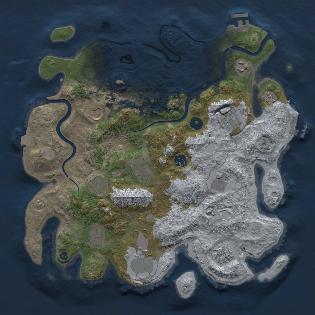 Rust Map: Procedural Map, Size: 3750, Seed: 2060318208, 17 Monuments