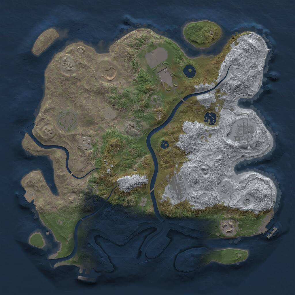 Rust Map: Procedural Map, Size: 3500, Seed: 1479477737, 14 Monuments