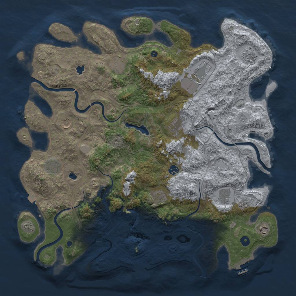 Rust Map: Procedural Map, Size: 4500, Seed: 1608029401, 17 Monuments