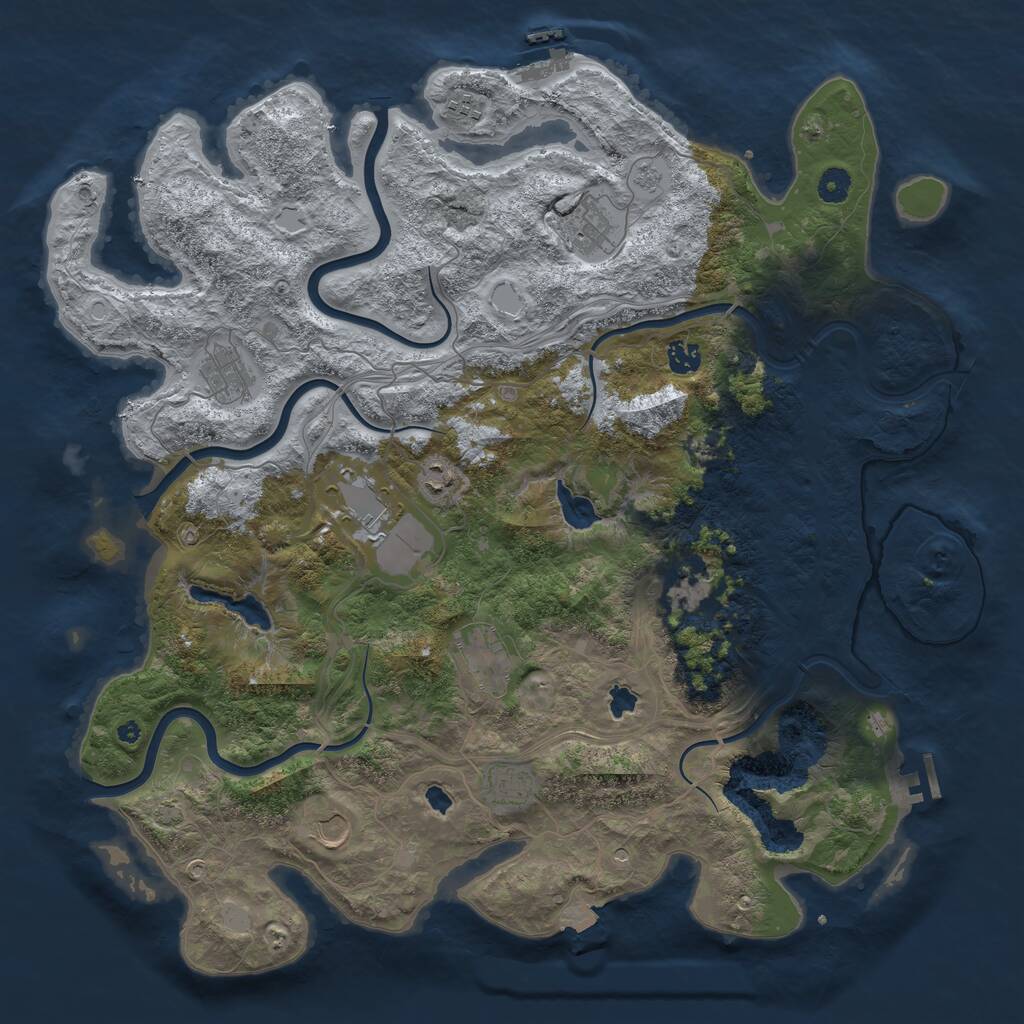 Rust Map: Procedural Map, Size: 4500, Seed: 2456732, 16 Monuments