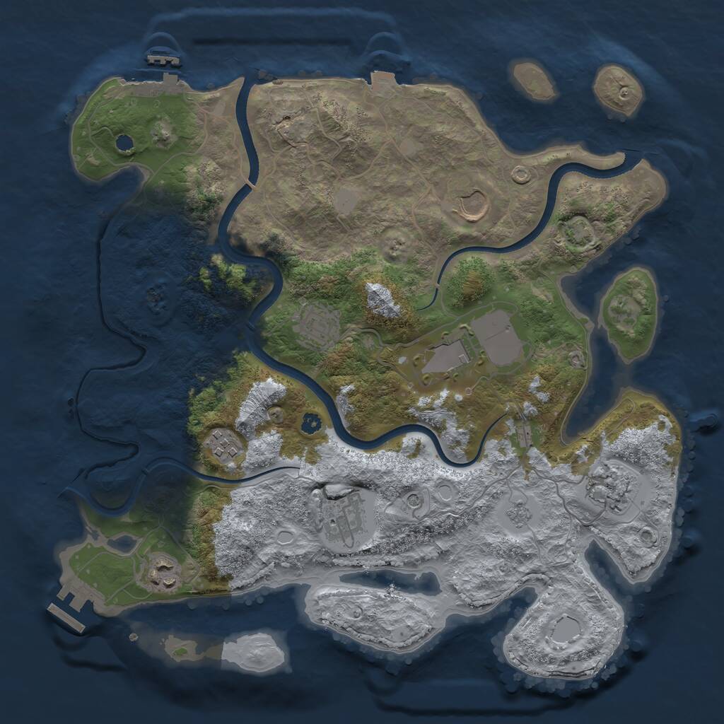 Rust Map: Procedural Map, Size: 3500, Seed: 606177387, 13 Monuments