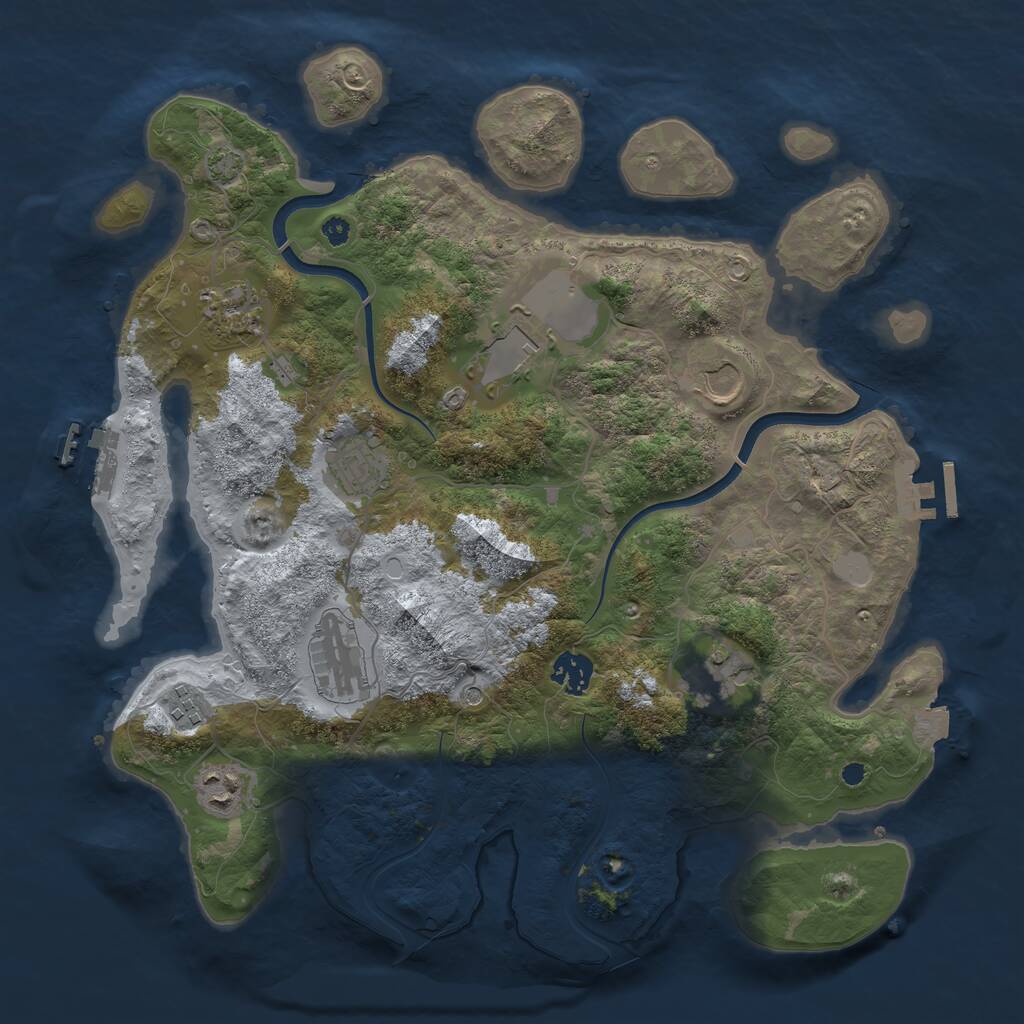 Rust Map: Procedural Map, Size: 3700, Seed: 301189200, 14 Monuments