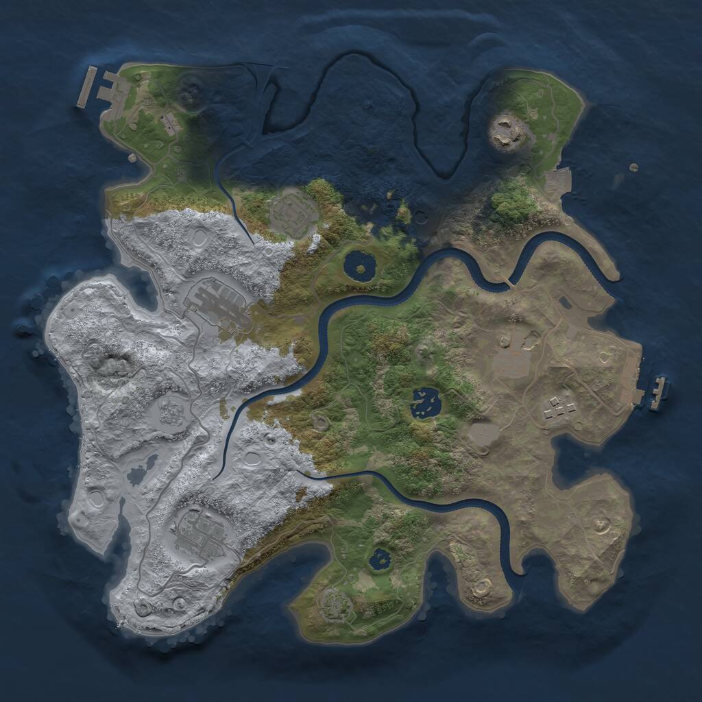 Rust Map: Procedural Map, Size: 3300, Seed: 639520367, 13 Monuments