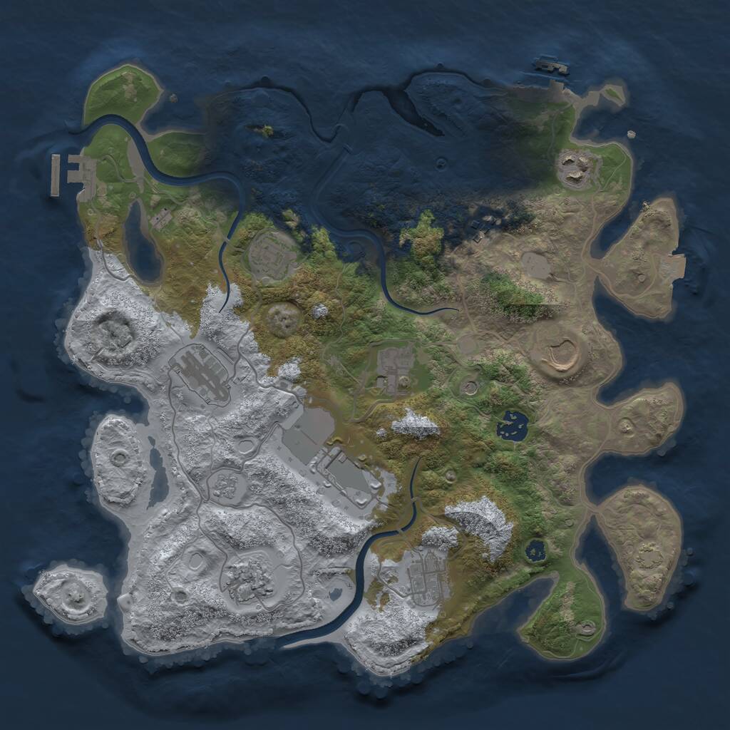 Rust Map: Procedural Map, Size: 3500, Seed: 1677982343, 16 Monuments