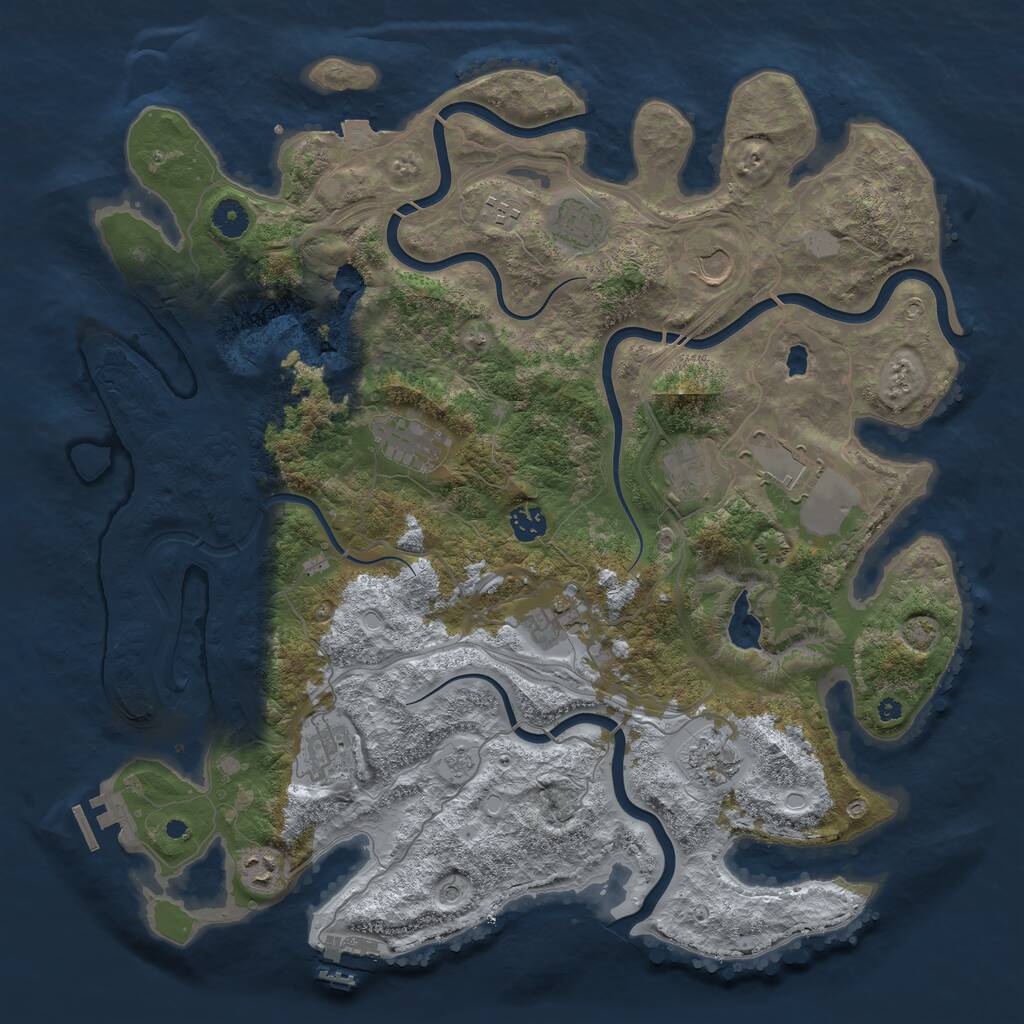 Rust Map: Procedural Map, Size: 4250, Seed: 1357962806, 17 Monuments