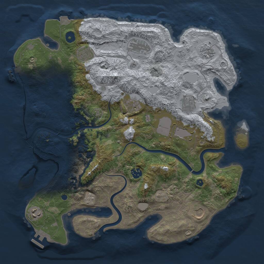 Rust Map: Procedural Map, Size: 3750, Seed: 104581, 16 Monuments