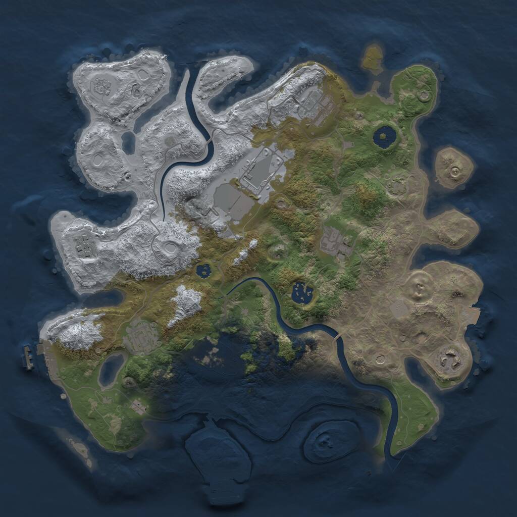 Rust Map: Procedural Map, Size: 3500, Seed: 60208741, 14 Monuments