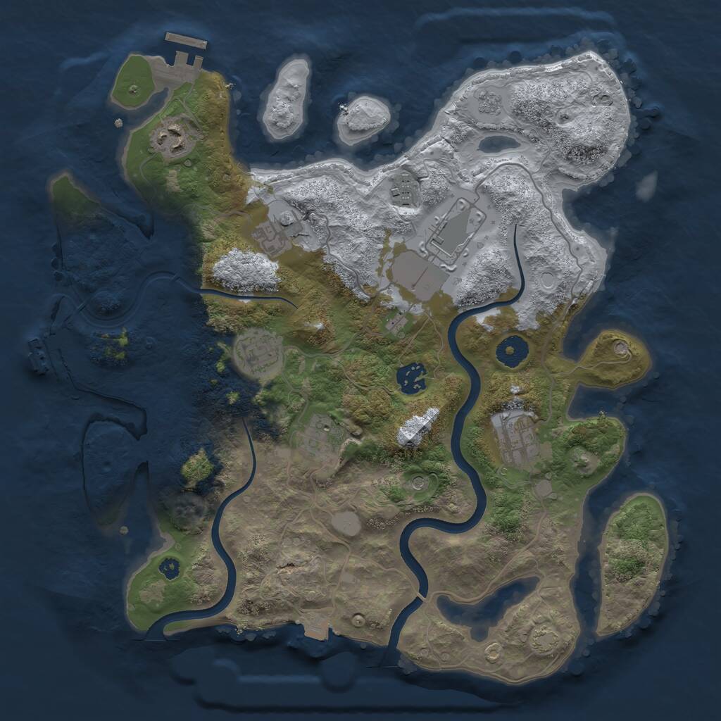 Rust Map: Procedural Map, Size: 3500, Seed: 1432640542, 14 Monuments