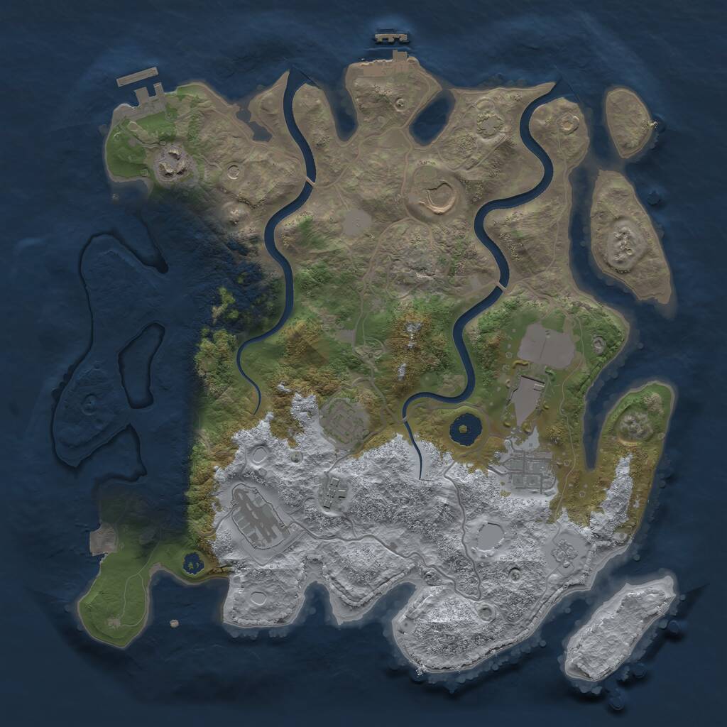 Rust Map: Procedural Map, Size: 3500, Seed: 465110556, 13 Monuments