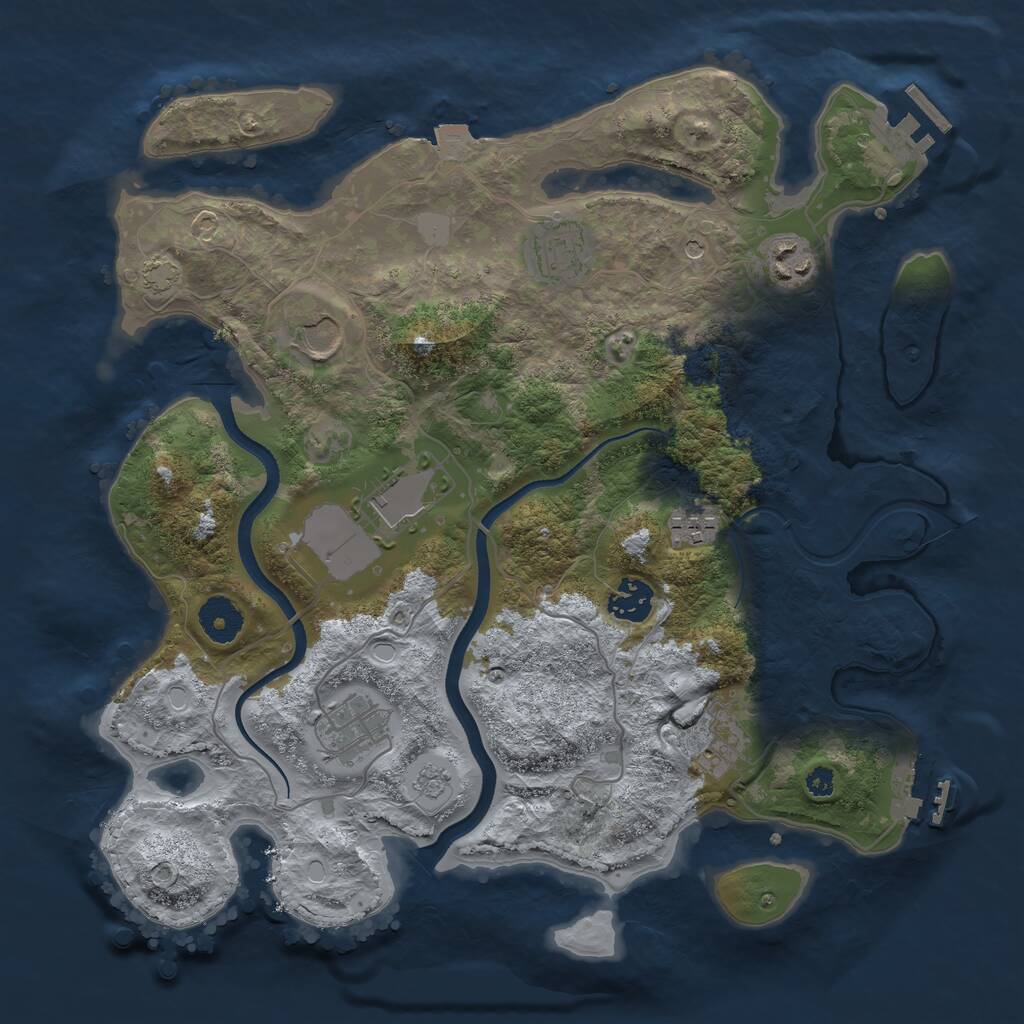 Rust Map: Procedural Map, Size: 3500, Seed: 1847617566, 14 Monuments