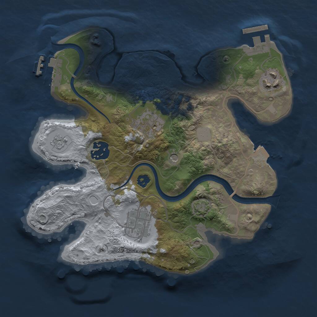 Rust Map: Procedural Map, Size: 2500, Seed: 297977615, 10 Monuments