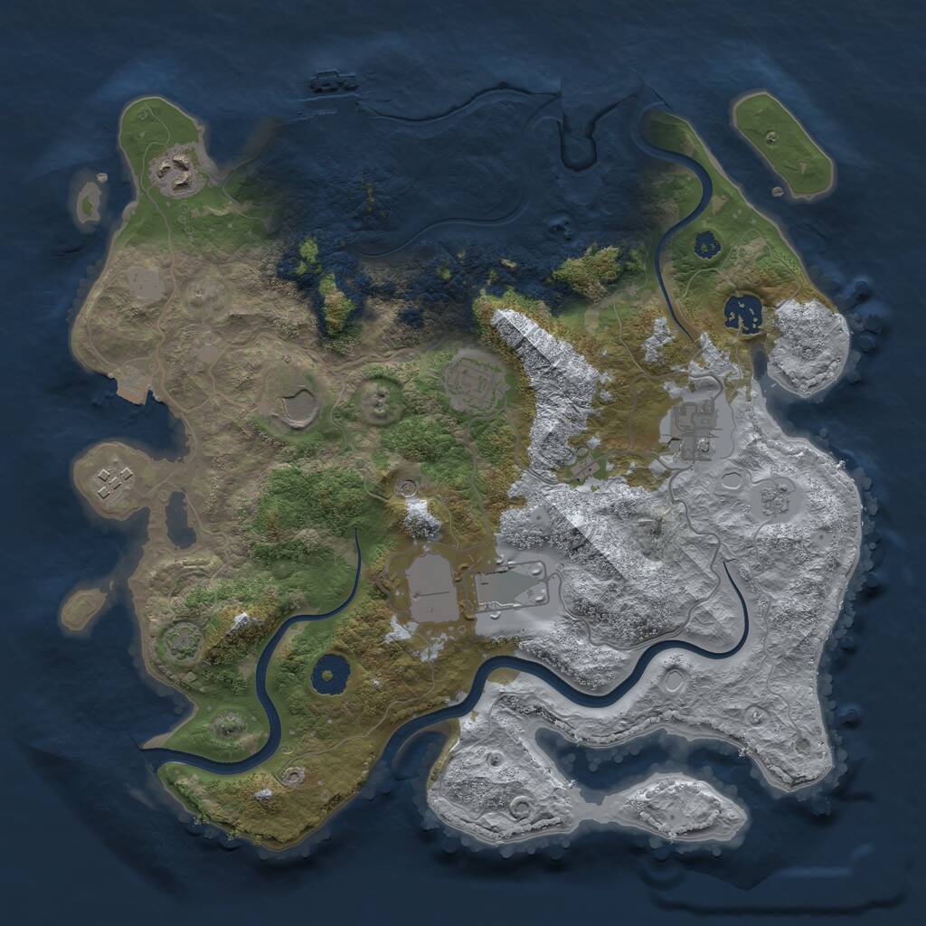 Rust Map: Procedural Map, Size: 3500, Seed: 1069971156, 12 Monuments