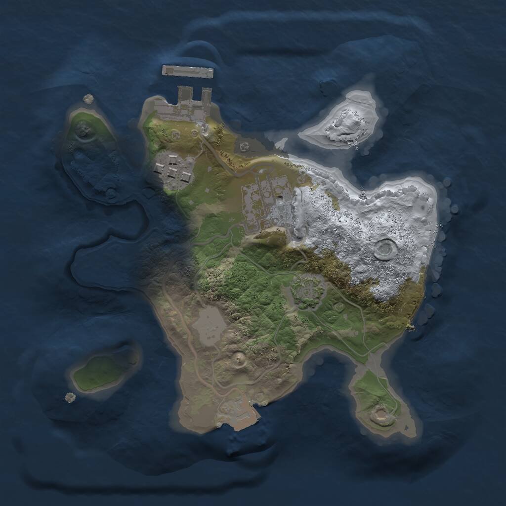 Rust Map: Procedural Map, Size: 2000, Seed: 1739528287, 5 Monuments