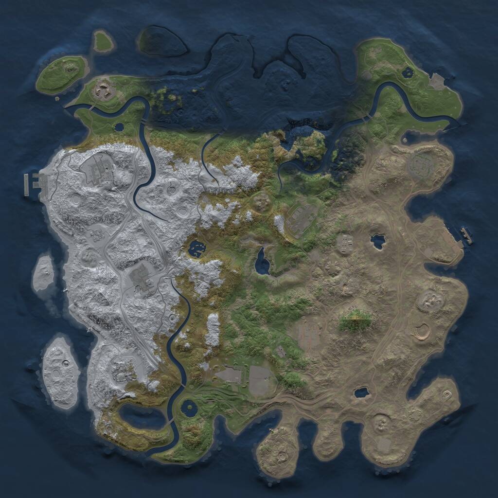 Rust Map: Procedural Map, Size: 4500, Seed: 1734052570, 17 Monuments