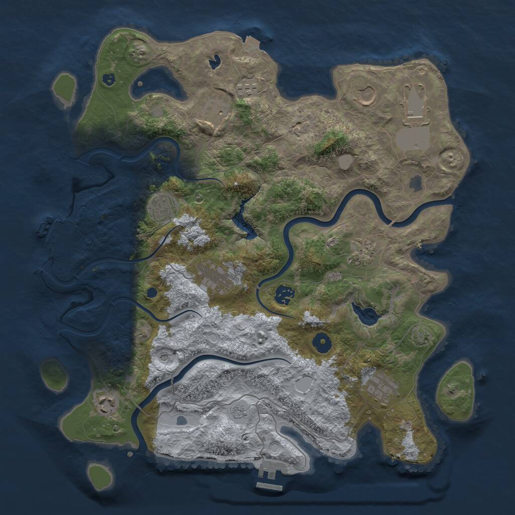 Rust Map: Procedural Map, Size: 4000, Seed: 995938657, 16 Monuments