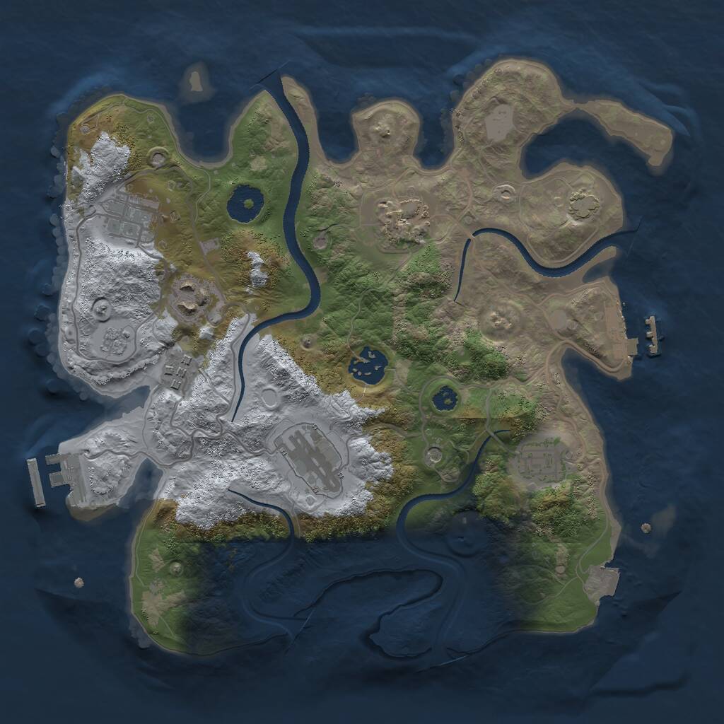 Rust Map: Procedural Map, Size: 3000, Seed: 895545629, 13 Monuments