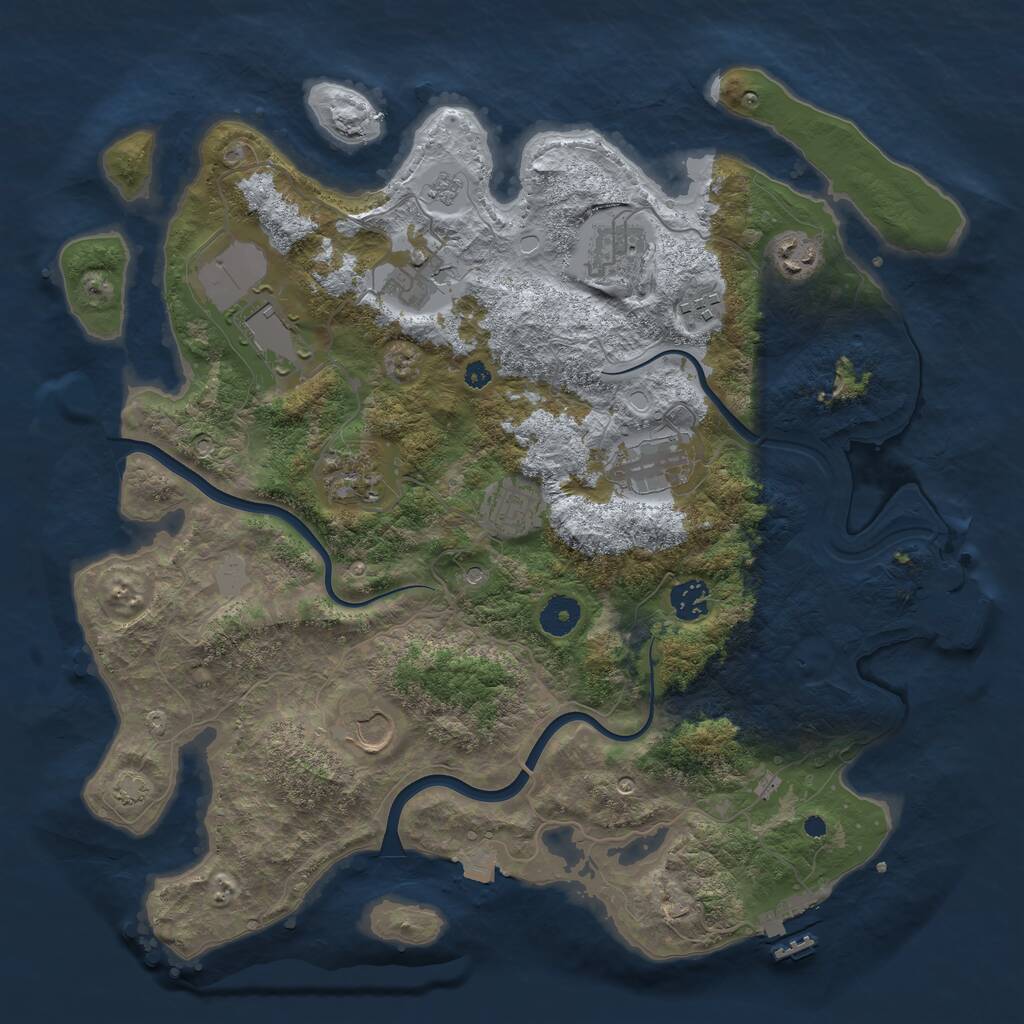 Rust Map: Procedural Map, Size: 3850, Seed: 1128838260, 16 Monuments