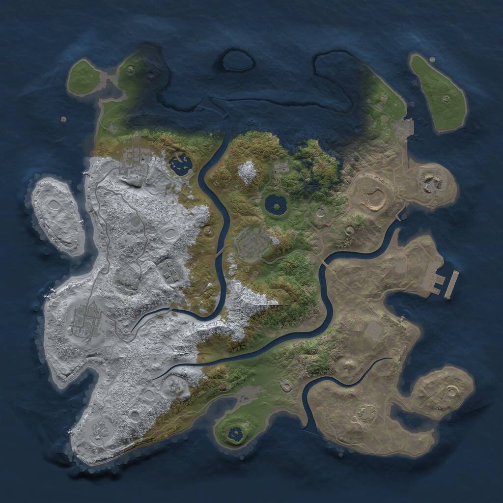 Rust Map: Procedural Map, Size: 3500, Seed: 2146380764, 12 Monuments