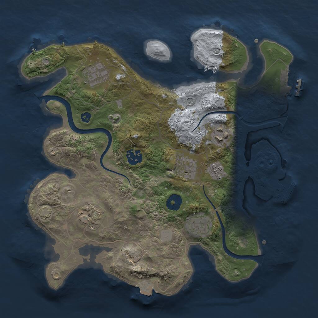 Rust Map: Procedural Map, Size: 3000, Seed: 85521788, 12 Monuments