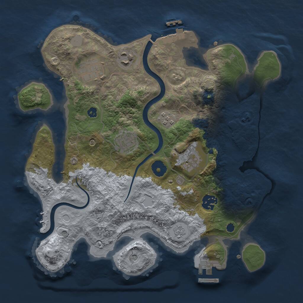 Rust Map: Procedural Map, Size: 3000, Seed: 1873197683, 12 Monuments