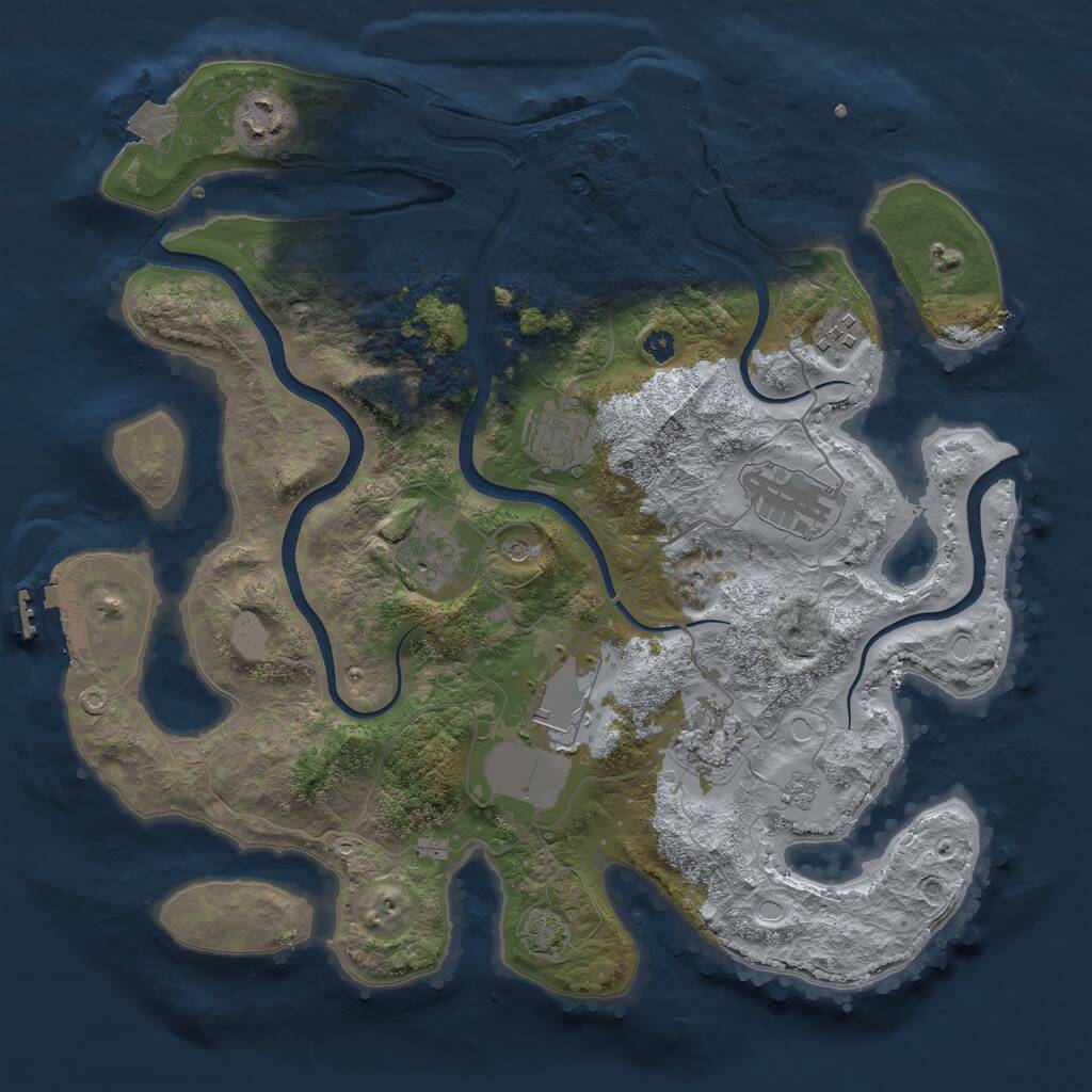 Rust Map: Procedural Map, Size: 3500, Seed: 525100898, 13 Monuments
