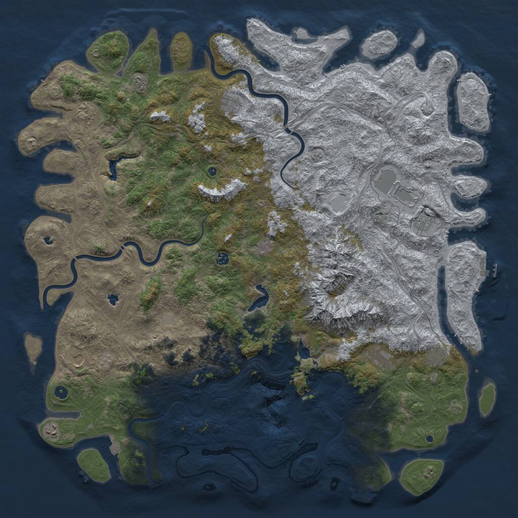 Rust Map: Procedural Map, Size: 6000, Seed: 1713185111, 17 Monuments