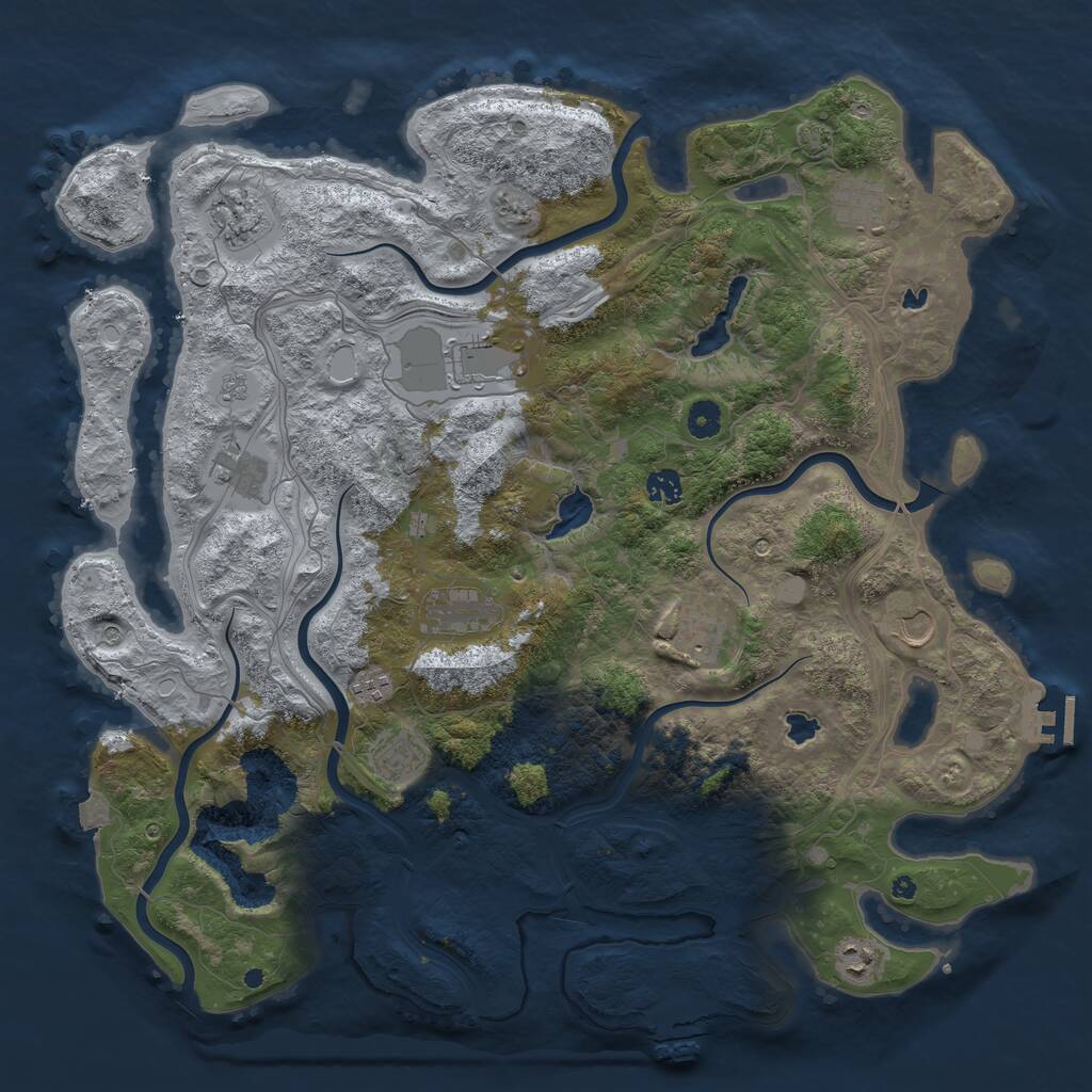 Rust Map: Procedural Map, Size: 4500, Seed: 773093215, 17 Monuments
