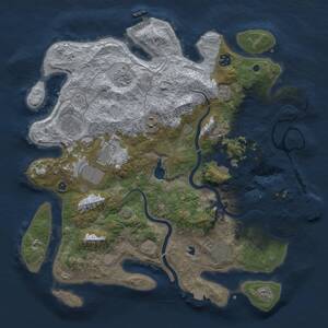Thumbnail Rust Map: Procedural Map, Size: 4000, Seed: 64055992, 14 Monuments