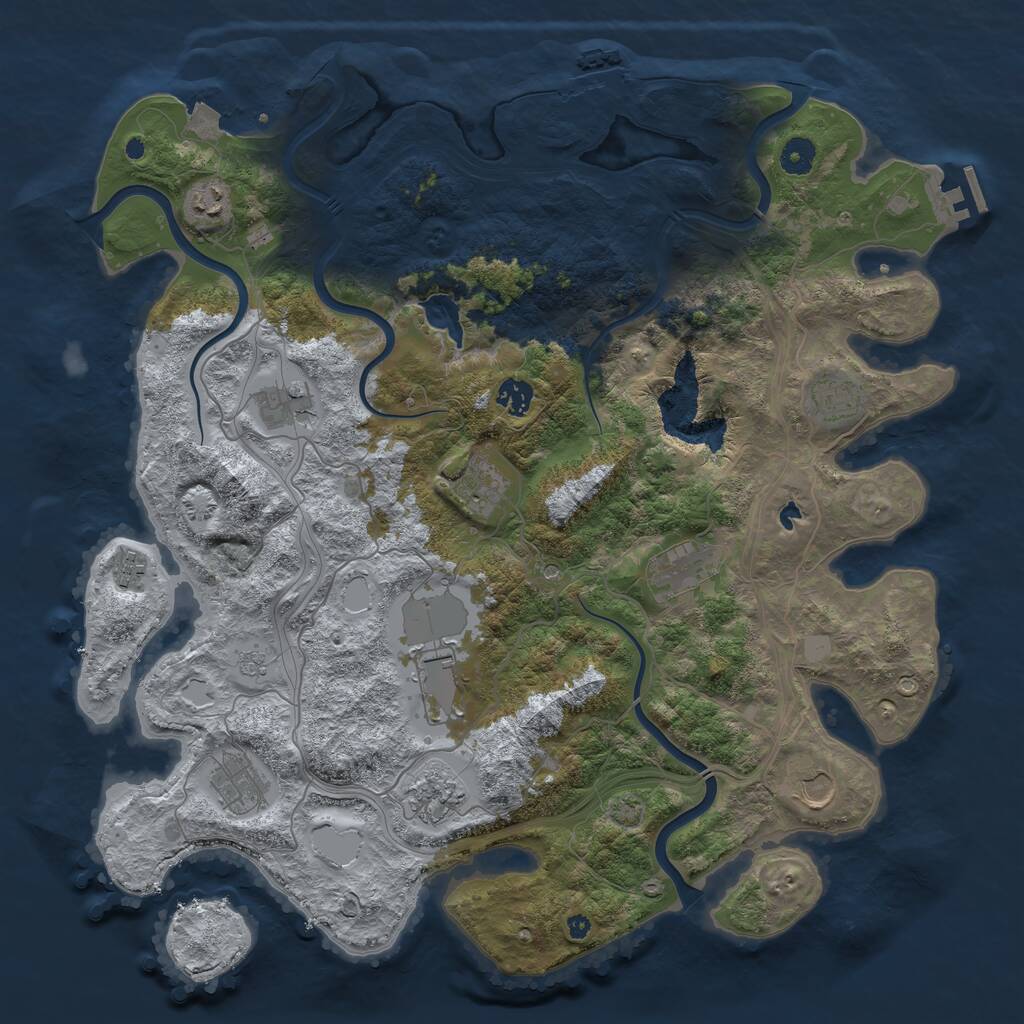 Rust Map: Procedural Map, Size: 4250, Seed: 1289664404, 17 Monuments