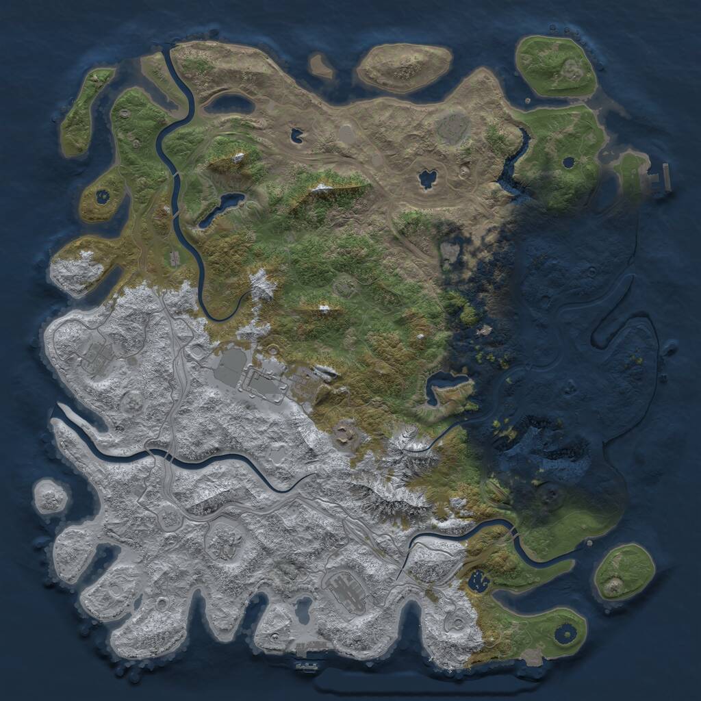 Rust Map: Procedural Map, Size: 5000, Seed: 683246546, 16 Monuments