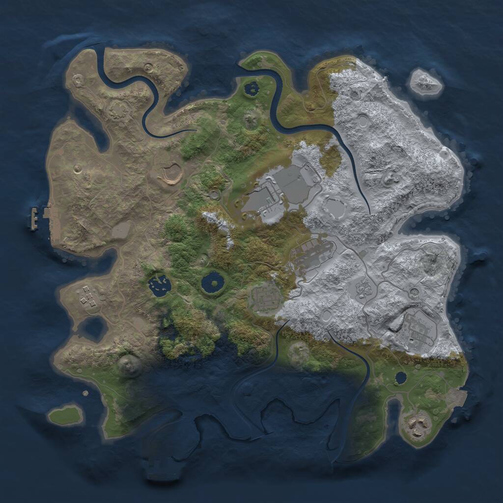 Rust Map: Procedural Map, Size: 3500, Seed: 649255885, 14 Monuments