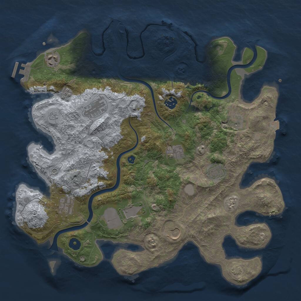 Rust Map: Procedural Map, Size: 3844, Seed: 2142959860, 15 Monuments