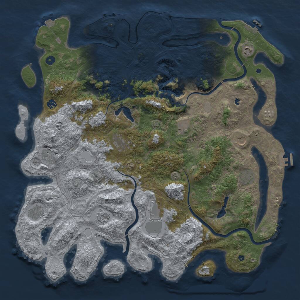 Rust Map: Procedural Map, Size: 4900, Seed: 1460399672, 17 Monuments