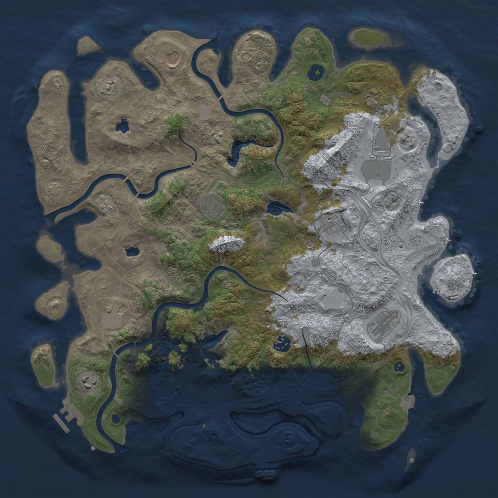 Rust Map: Procedural Map, Size: 4500, Seed: 153274, 16 Monuments