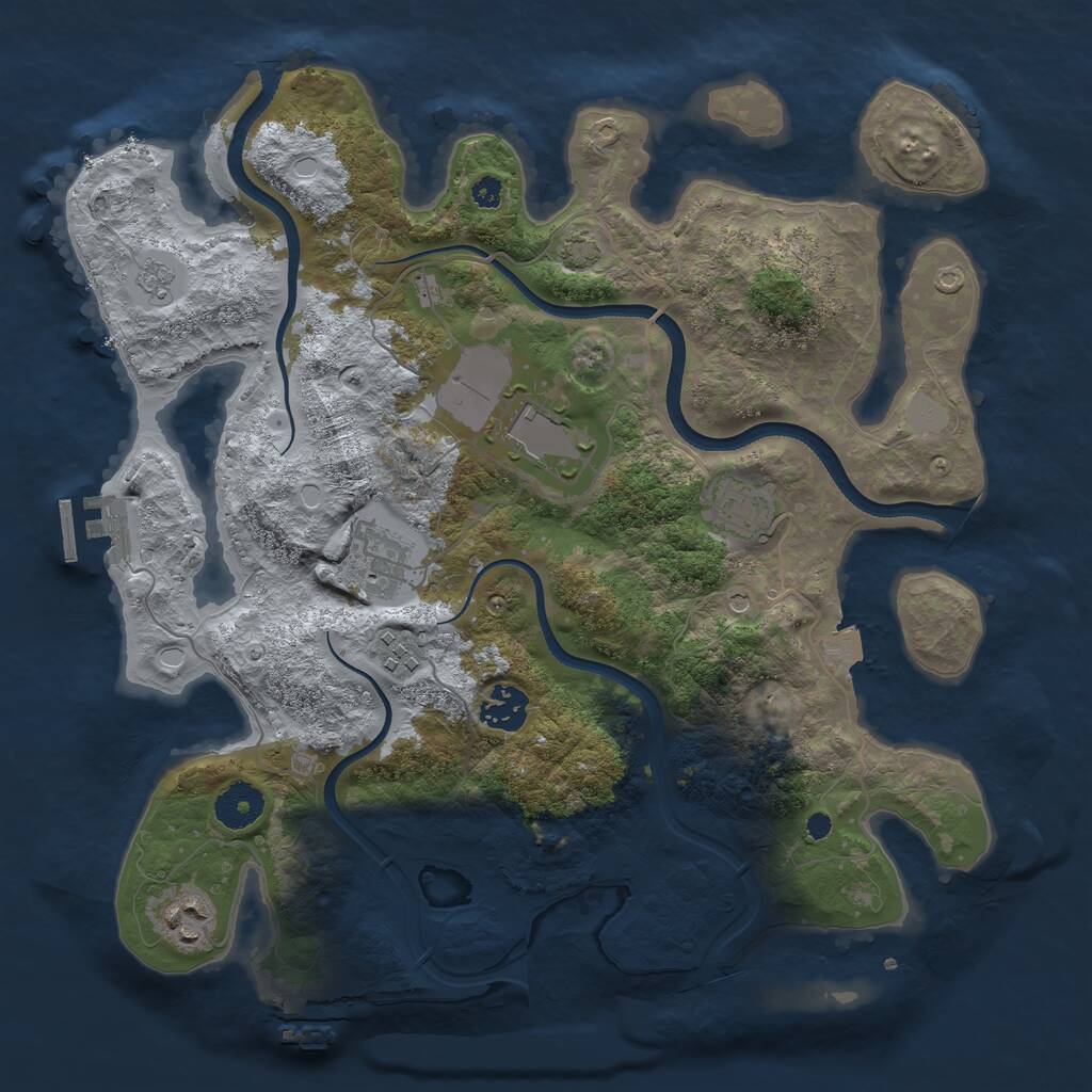 Rust Map: Procedural Map, Size: 3500, Seed: 45823, 12 Monuments
