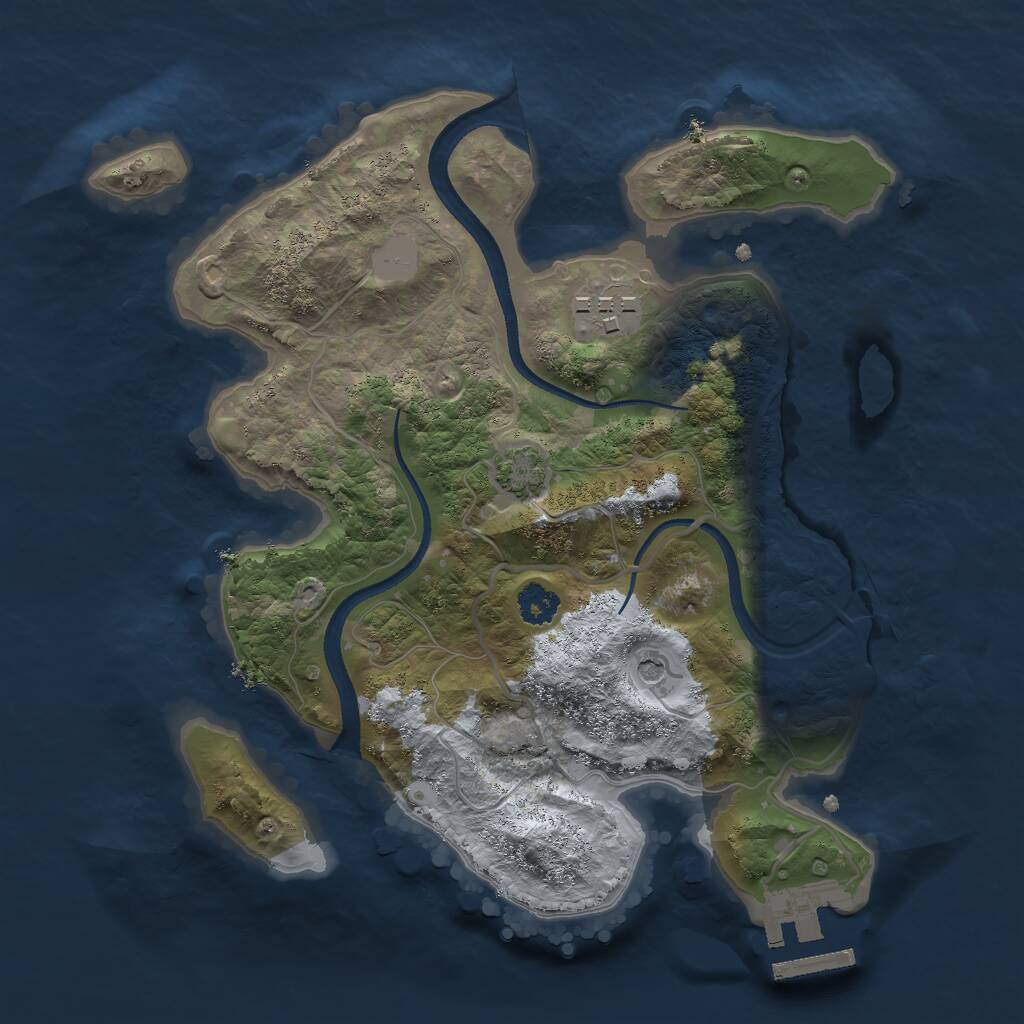 Rust Map: Procedural Map, Size: 2500, Seed: 1708830948, 5 Monuments