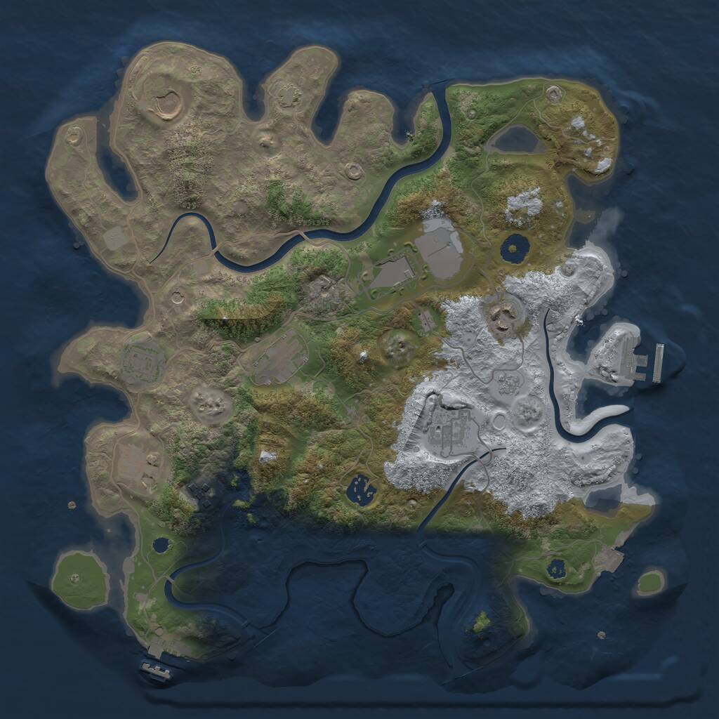 Rust Map: Procedural Map, Size: 3750, Seed: 2048613592, 15 Monuments