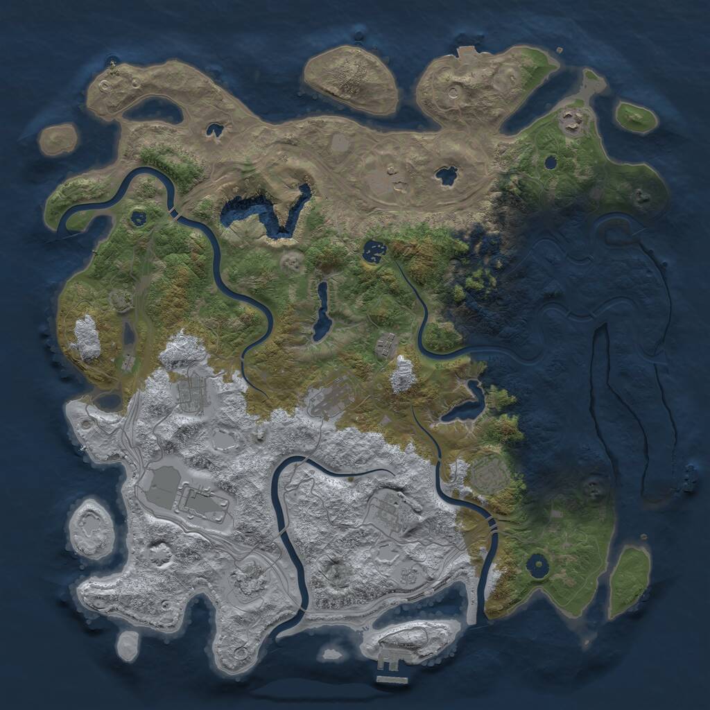 Rust Map: Procedural Map, Size: 4600, Seed: 555130440, 16 Monuments