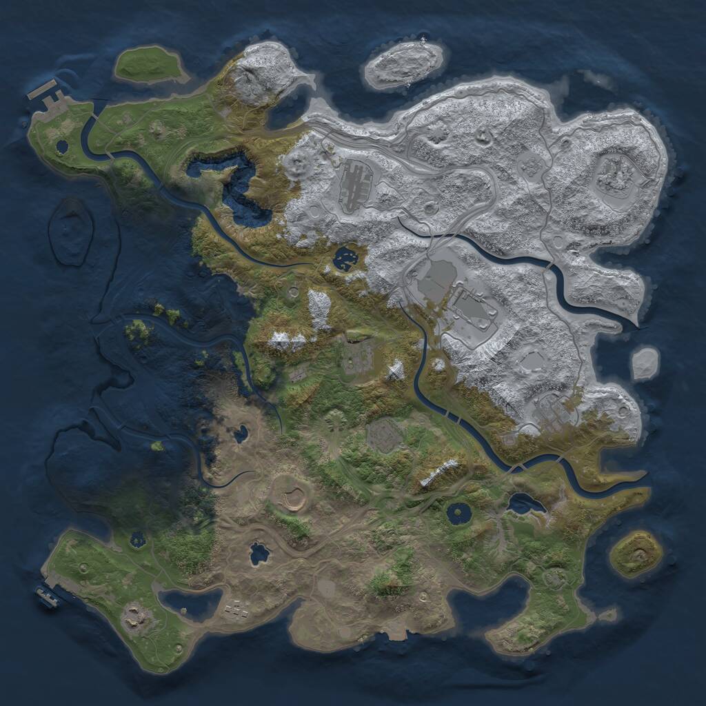 Rust Map: Procedural Map, Size: 4500, Seed: 1230138197, 16 Monuments