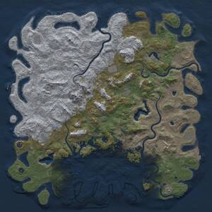 Thumbnail Rust Map: Procedural Map, Size: 6000, Seed: 1798913599, 17 Monuments
