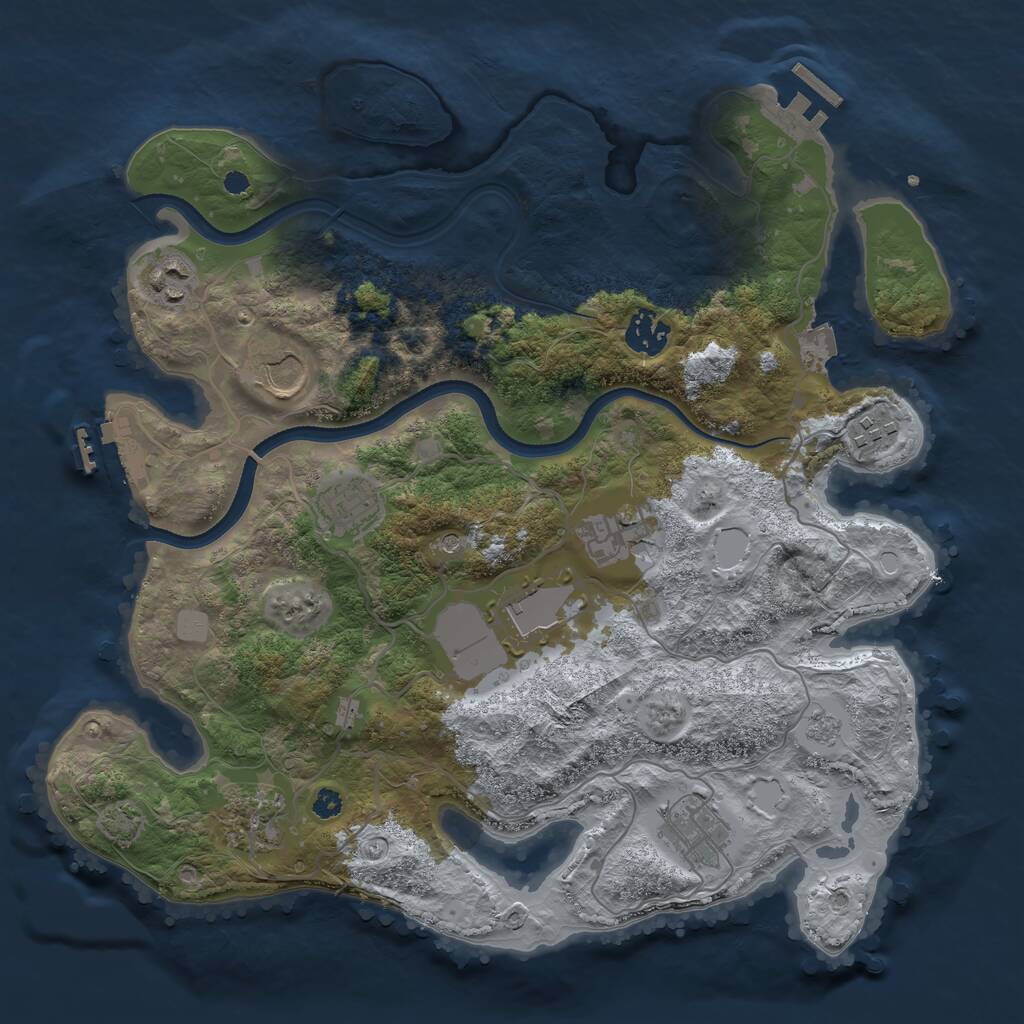 Rust Map: Procedural Map, Size: 3500, Seed: 1973522041, 15 Monuments