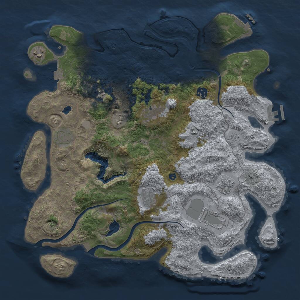 Rust Map: Procedural Map, Size: 4000, Seed: 8881, 14 Monuments