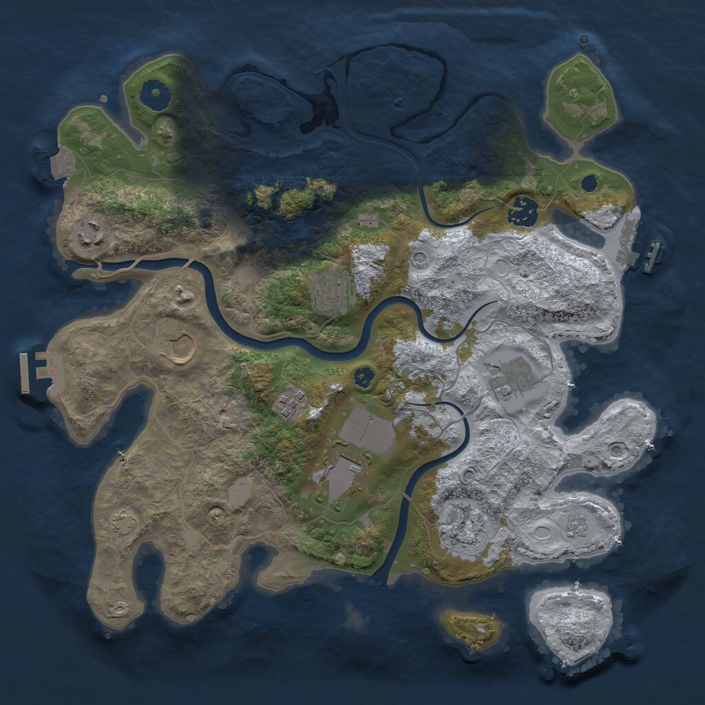 Rust Map: Procedural Map, Size: 3500, Seed: 1290450115, 14 Monuments