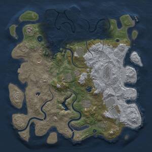 Thumbnail Rust Map: Procedural Map, Size: 4000, Seed: 1263882589, 16 Monuments