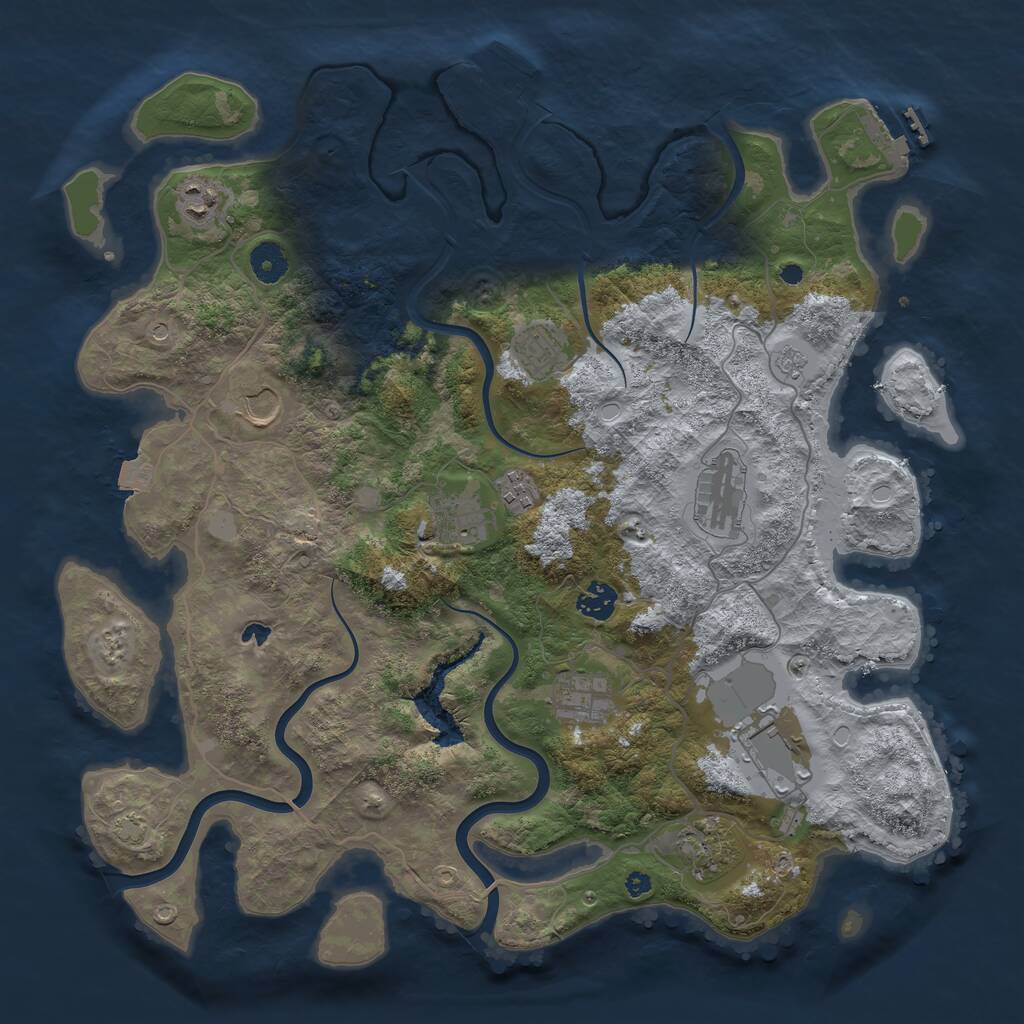 Rust Map: Procedural Map, Size: 4000, Seed: 1263882589, 16 Monuments