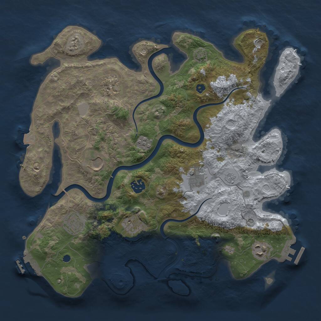 Rust Map: Procedural Map, Size: 3500, Seed: 114290627, 14 Monuments